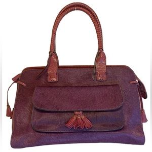 ANTONIO MELANI Leather Cow Hair Burgundy Shoulder Bag